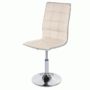 Mendler Chaise de salle à manger HWC-C41, chaise de cuisine, réglable en hauteur pivotante, similicuir ~ crème - blanc textile 74272