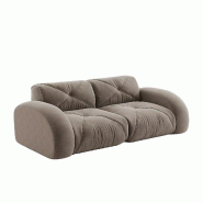 Merax Canapé modulable 2 places, canapé nuage avec accoudoirs ronds, chenille douce, sans cadre près du sol, canapé lounge, marron - marron multi-