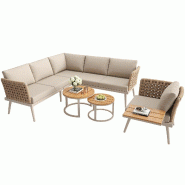 Merax ensemble de chaises de jardin, 6 personnes, 6-pièces, beige - beige multi-matériau HW26014AAM