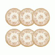 Novastyl - Lot 6 assiettes plates faustine 26cm en grès miel - 3256391058541
