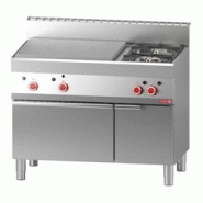 Plaque coup de feu gaz Gastro M 650 et 2 feux vifs sur four à gaz et placard fermé 65/110TPG - inox UNGN052 Plaque coup de feu gaz Gastro M 650 et 2 feux vifs sur four à gaz et placard fermé 65/110TPG - inox UNGN052