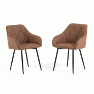 RATTATAN Lot de 2 fauteuils rembourrés en simili cuir, dossier matelassé, pieds en acier, design élégant pour cuisine, restaurants et bars – Sib RATTATAN Lot de 2 fauteuils rembourrés en simili cuir, dossier matelassé, pieds en acier, design élégant pour cuisine, restaurants et bars – Sib