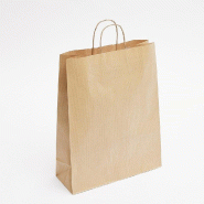 Sac kraft vergé brun poignées torsadées brun 24x11x31cm - par 50