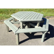 Table de pique-nique hexagonale imputrescible, résistant aux chocs pour parc et cour d'école