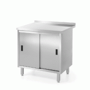 Table de travail inox avec dosseret et portes coulissantes - 800x60... - P811641