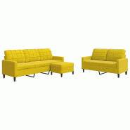 VidaXL Ensemble de canapés 3 pcs avec coussins Jaune Velours Modèle Heliosse - 3278407