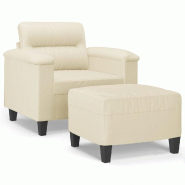 VidaXL Fauteuil avec repose-pied Crème 60 cm Similicuir Modèle Atlas Focus Élite - 3201238