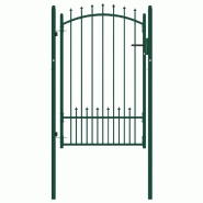 Vidaxl portail de clôture avec pointes acier 100x150 cm vert 146395