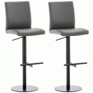 CLP Lot de 2 tabourets de bar Cadiz en similicuir Noir/Gris - gris polyester 315312