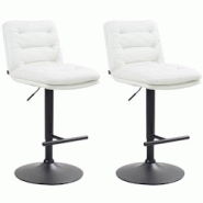 CLP Lot de 2 tabourets de bar Damar en similicuir Blanc /Noir - blanc polyester 325680 CLP Lot de 2 tabourets de bar Damar en similicuir Blanc /Noir - blanc polyester 325680