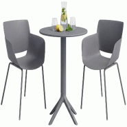 CLP Salon de jardin Siora avec 2 chaises Plastique HBT: 80x168x60 cm Gris foncé - gris 328148