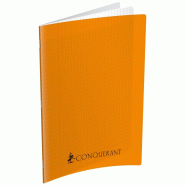CONQUERANT Lot de 5 Cahier Classique PP piqué 24x32, 192p./96 feuilles 70g/m², Séyès, coloris orange - 3020120118895