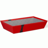 Corbeille carton rectangle rouge/neud noir 33x20x7 cm - par 24