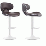 Décoshop26 - Lot de 2 tabourets de bar design contemporain pieds en métal blanc mat assise en synthétique marron 10_0001169 - marron 3000697069608 Décoshop26 - Lot de 2 tabourets de bar design contemporain pieds en métal blanc mat assise en synthétique marron 10_0001169 - marron 3000697069608