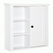 Helloshop26 - Armoire murale de salle de bain 53 x 14,5 x 50,5 cm gain de place étagère réglable classique décoratif en MDF blanc 21_0000982 - bla