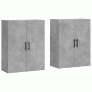 Helloshop26 - Lot de 2 armoires murales rangement élégant 69,5 x 34 x 90 cm en bois d'ingénierie gris béton 02_0055375 - gris Bois massif 30002389