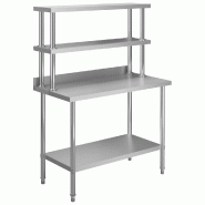 Helloshop26 - Table de travail de cuisine avec étagère 120 x 60 x 150 cm acier inoxydable 02_0001921 - inox 3000090081535