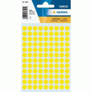 HERMA 540 pastilles adhésives coloris jaune, Ø 8 mm (5 feuilles 9x16 / cdt) - 1841
