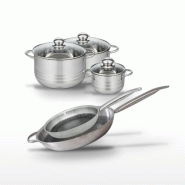 Lot de Poêles 28/32 cm et Faitouts 14/20/24 cm Elo Relief Solution - gris 3176239942378