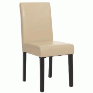 Mendler Chaise de salle à manger Littau, chaise de cuisine, cuir ~ crème, pieds foncés - beige cuir 74364