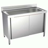 Plonge inox 1 grand bac sur meuble fermé - P 700 mm - 1400_0