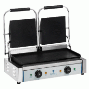 Royal Catering - Royal Catering Machine à Panini Toaster Lisse RCKG- 3600-F (2x1800W, plaque de cuisson 48 x23 cm, récupérateur de graisse en inox)