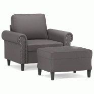 VidaXL Fauteuil avec repose-pied Gris 60 cm Similicuir Modèle Orion Master Prestige - 8721012061699