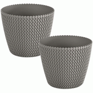 WellHome - Lot de 2 pots 11,5 L Splofy Ø29,5 cm chacun, coloris gris - gris plastique PK4165