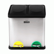 WellHome - Poubelle de Recyclage Écologique 16 litres à 3 compartiments (2x8L) de couleur Argentée - 31x26,5x39,5cm - argenté aluminium WH0101