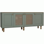 Buffet 4 portes en aggloméré Bohemian vert avec cannage (2 portes) Hanah Home - 8684283882199 Buffet 4 portes en aggloméré Bohemian vert avec cannage (2 portes) Hanah Home - 8684283882199