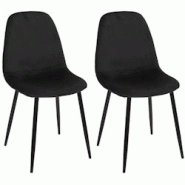 Chaise en métal assise en velours Leaf (Lot de 2) The Home Deco Factory - noir 3700866358471 Chaise en métal assise en velours Leaf (Lot de 2) The Home Deco Factory - noir 3700866358471
