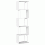 COSTWAY Étagère 5 niveaux, géométrique, cadre métal, antibasculement, 38x23x147 cm Blanc - blanc Bois manufacturé ON33301IT