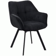 Décoshop26 - Chaise de salle à manger assise pivotante confortable en velours côtelé noir et métal noir 10_0002038 - noir 3000250801935 Décoshop26 - Chaise de salle à manger assise pivotante confortable en velours côtelé noir et métal noir 10_0002038 - noir 3000250801935