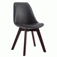Décoshop26 - Chaise de salle à manger x1 style scandinave en PVC noir support 4 pieds en bois couleur noyer 10_0003750 - noir 3000251746556 Décoshop26 - Chaise de salle à manger x1 style scandinave en PVC noir support 4 pieds en bois couleur noyer 10_0003750 - noir 3000251746556