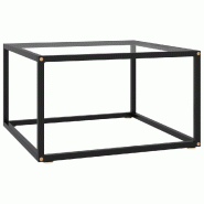 Décoshop26 - Table basse design moderne et contemporaine avec verre trempé et acier noir 60 x 60 x 35 cm DEC039886 - noir verre 3000264641015