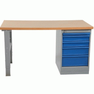 Établi avec caisson - Largeur 1600/2000 mm - Plateau médium/chêne/Aluzink/vinyl/laminé - Capacité 500 kg - 5 tiroirs Établi avec caisson - Largeur 1600/2000 mm - Plateau médium/chêne/Aluzink/vinyl/laminé - Capacité 500 kg - 5 tiroirs