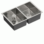 Évier sous plan 2 bacs acier inox AISI 304 | 193 x 760 x 470 mm | Gasfrit - gris APK_GFYL16