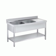 Gasfrit - Evier industriel en acier inoxydable 2 cuves 1 égouttoir 1800 x 600 x 850 - inox 20935205