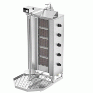 Grill Döner kebab gaz 5 brûleurs max 80 kg avec tôle de protection - moteur en haut