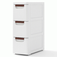 Helloshop26 - Armoire de rangement étroite 42 x 19 x 57 cm avec 3 tiroirs mobiles et surface imperméable en plastique blanc 20_0010267 - blanc 30002