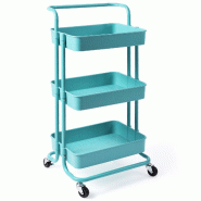 Helloshop26 - Chariot de service à roulettes 42 x 35 x 87 cm capacité 60 kg design compact en métal vert 20_0011383 - vert métal 3000226702808 Helloshop26 - Chariot de service à roulettes 42 x 35 x 87 cm capacité 60 kg design compact en métal vert 20_0011383 - vert métal 3000226702808