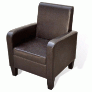 Helloshop26 - Fauteuil chaise siège lounge design club sofa salon cuir artificiel marron 1102056/3 - marron Bois massif 3000140347765