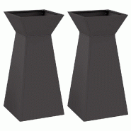Helloshop26 - Lot de 2 jardinières à pilier 35 x 35 x 73 cm pour extérieur design moderne style contemporain en plastique noir 02_0052397 - noir 30