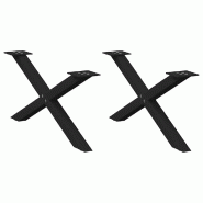 Helloshop26 - Lot de 2 pieds de table basse en forme de X 70 x 30 cm structure robuste design moderne en acier noir 02_0057159 - noir acier 3000239893