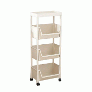 Joybos - Étagère de rangement à 4 niveaux avec roulettes - gris plastique polypropylène JOB018