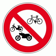 Panneau Interdit aux vélos cyclomoteurs et motos