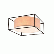 Plafonnier 3xE27, abat-jour tissu beige, noir mat - Trio - Ross - noir 4017807567755