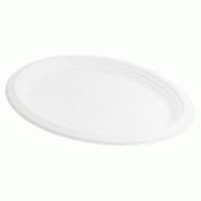 Plateau ovale en bagasse blanche 31,8x25,5x2,2cm - par 600