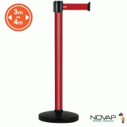 Poteau alu rouge à sangle Rouge Sens interdit sur socle portable - Novap Poteau alu rouge à sangle Rouge Sens interdit sur socle portable - Novap