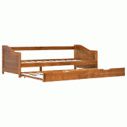 VidaXL Cadre de lit extensible sans matelas marron miel 90x200 cm Modèle Kervior - 283153